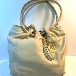 Michael Kors Large Cream Leather Handbag with Tassle.